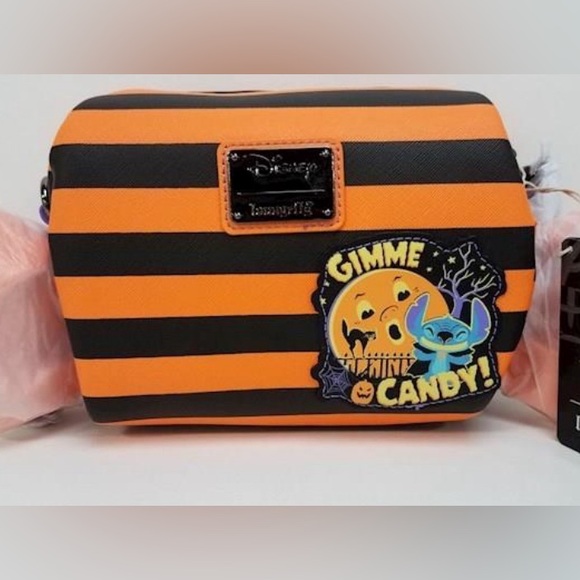 Loungefly Lilo & Stitch Striped Halloween Candy Wrapper Crossbody - Picture 3 of 6